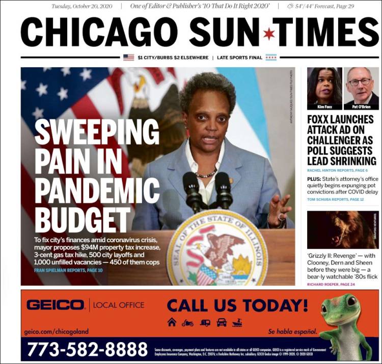 Portada de Chicago Sun-Times (USA)