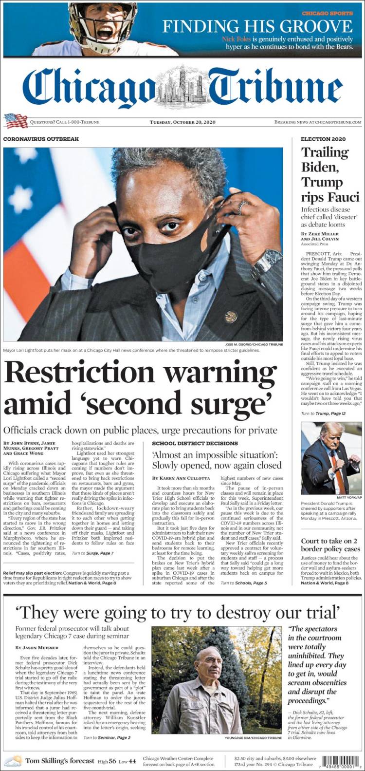 Portada de Chicago Tribune (USA)