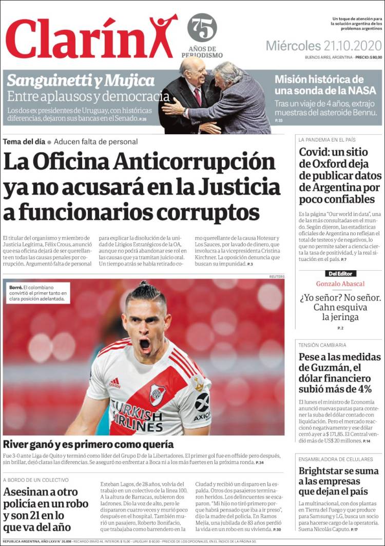 Portada de Clarín (Argentina)