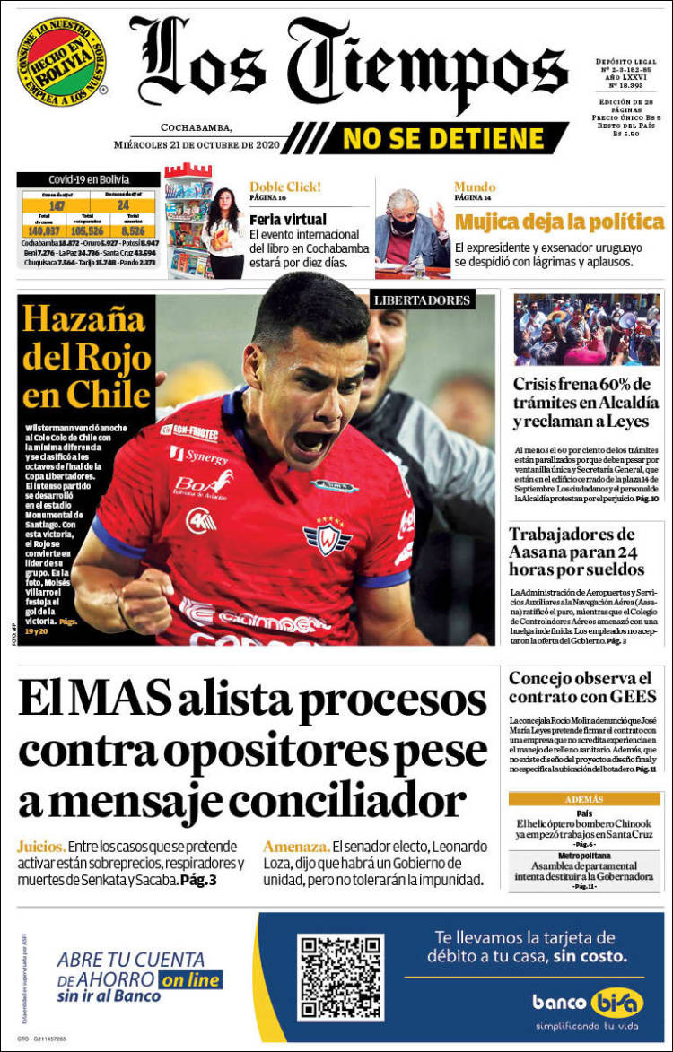 Portada de Los Tiempos (Bolivia)