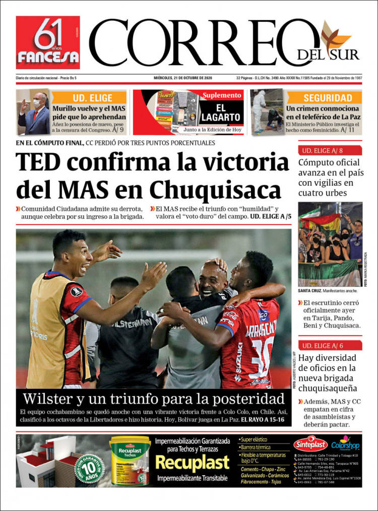 Portada de Correo Sur (Bolivia)