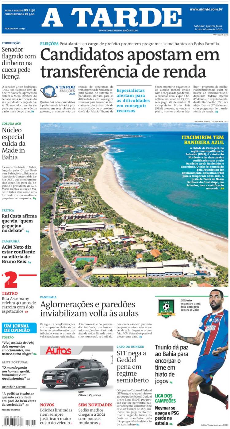 Portada de Diário A Tarde (Brasil)