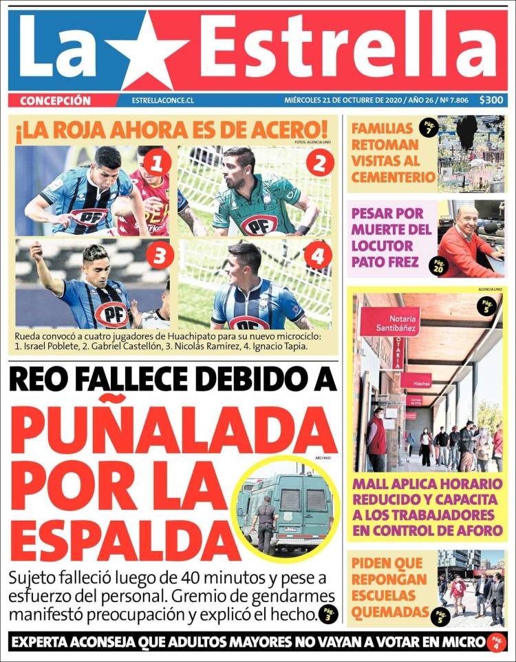 Portada de La Estrella de Concepción (Chile)