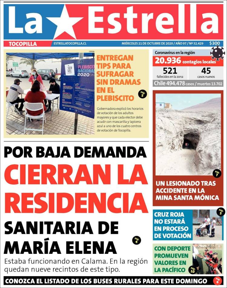 Portada de La Estrella de Tocopilla (Chile)