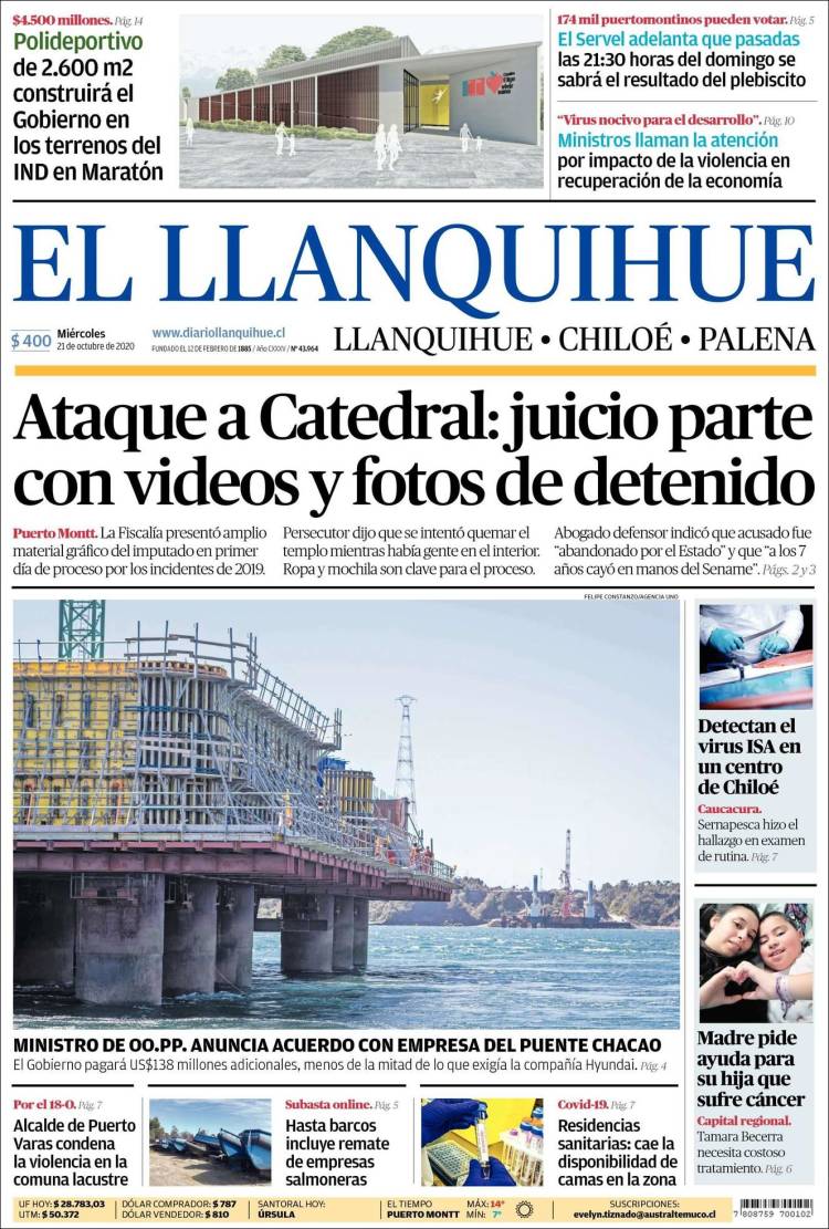 Portada de El Llanquihue (Chile)