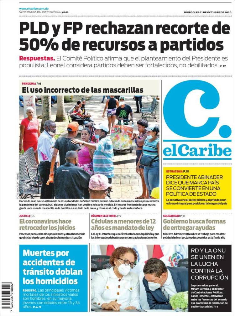 Portada de El Caribe (R. Dominicana)