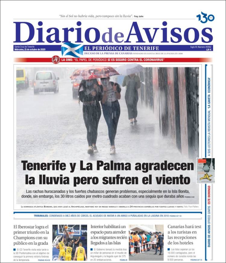 Portada de Diarios de Avisos (Spain)