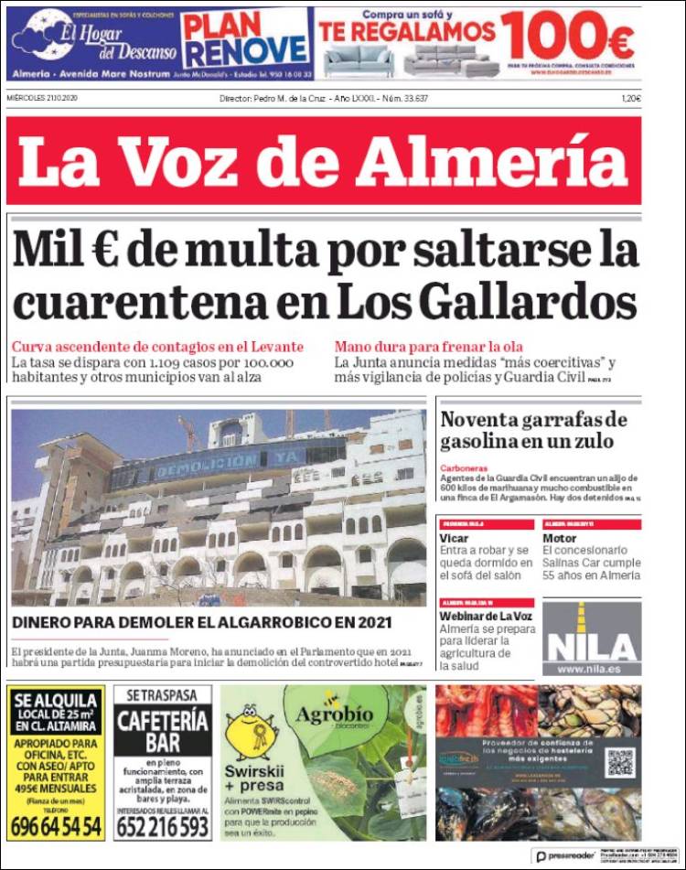 Portada de La Voz de Almería (Spain)