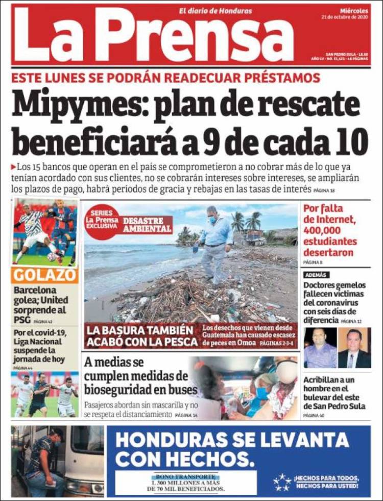 Portada de La Prensa (Honduras)