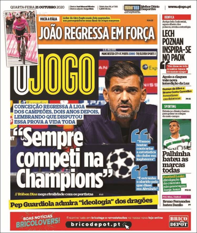Portada de O Jogo (Portugal)