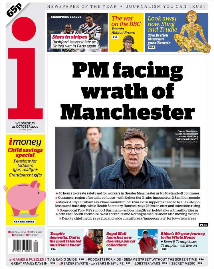 Portada de The i (Reino Unido)