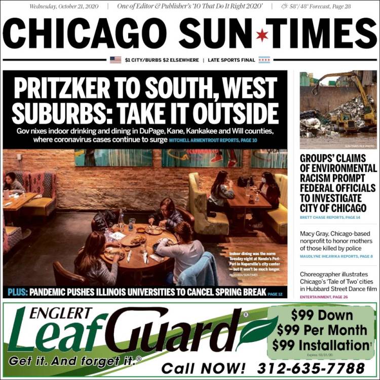 Portada de Chicago Sun-Times (USA)
