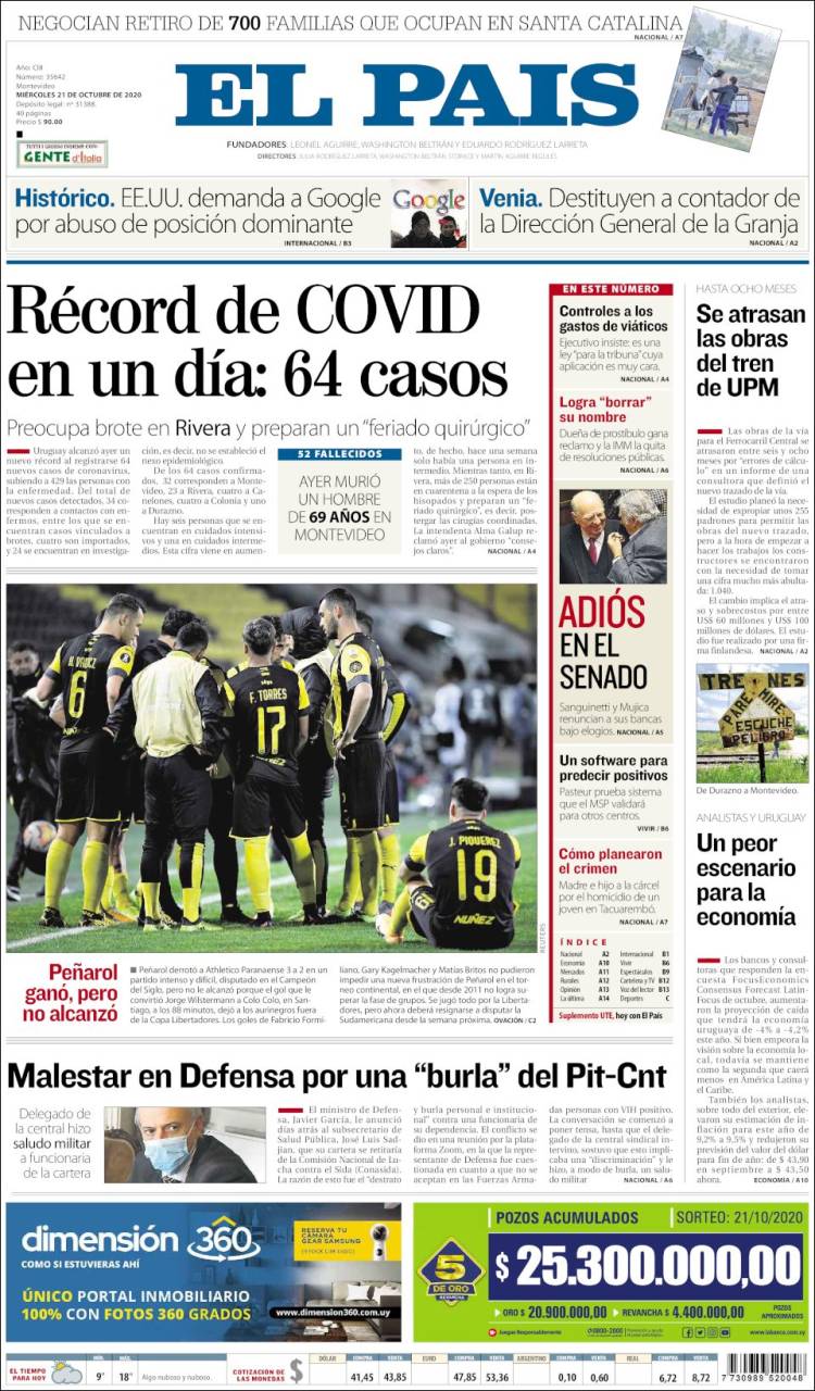 Portada de El País (Uruguay)