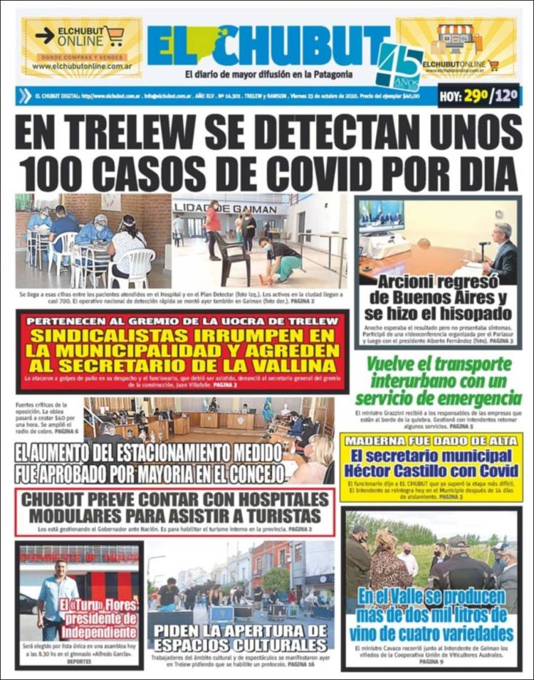 Portada de El Chubut (Argentina)