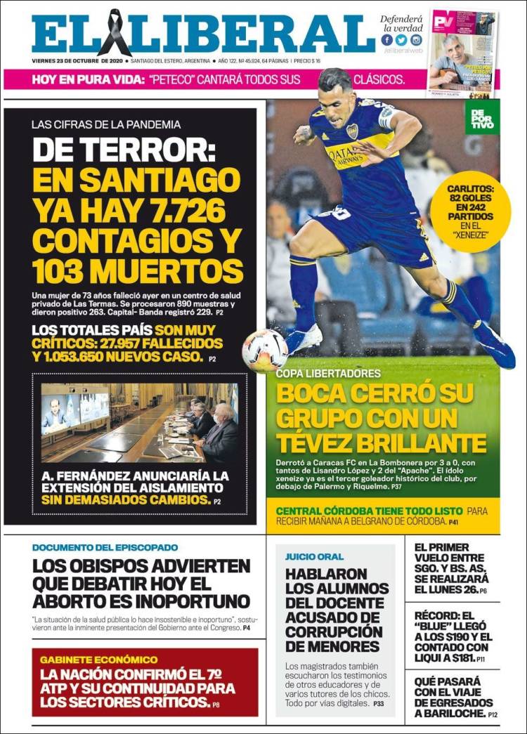 Portada de Diario El Liberal (Argentina)