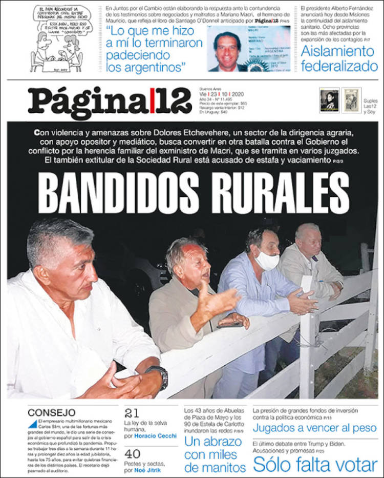 Portada de Página/12 (Argentina)