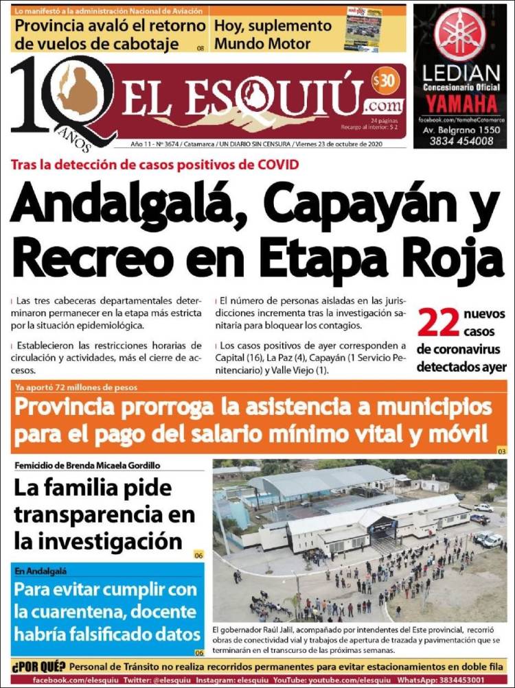 Portada de El Esquiu (Argentina)