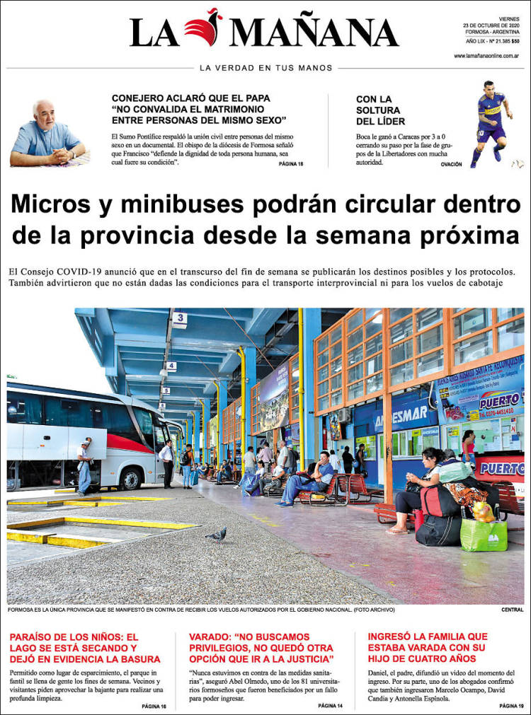 Portada de Diario La Mañana (Argentina)