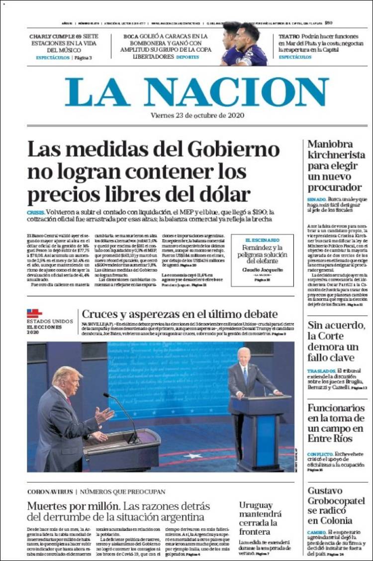 Portada de La Nación (Argentina)