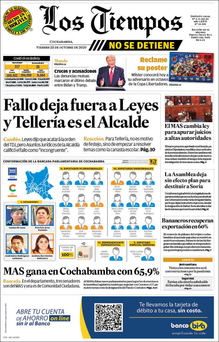 Portada de Los Tiempos (Bolivia)