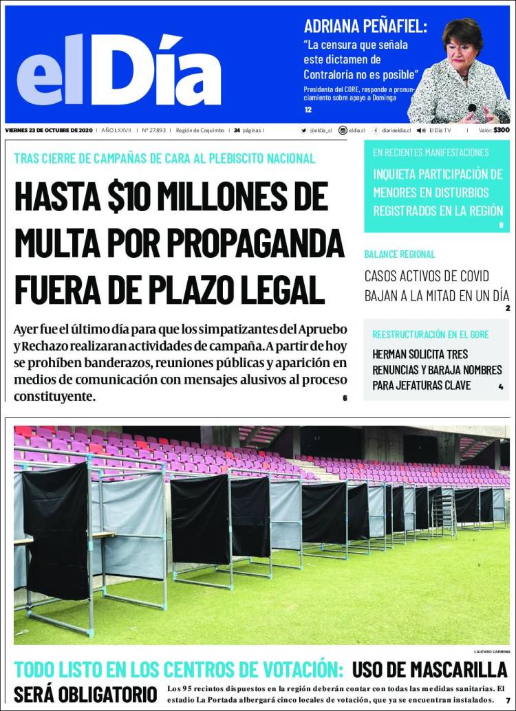 Portada de El Día (Chile)