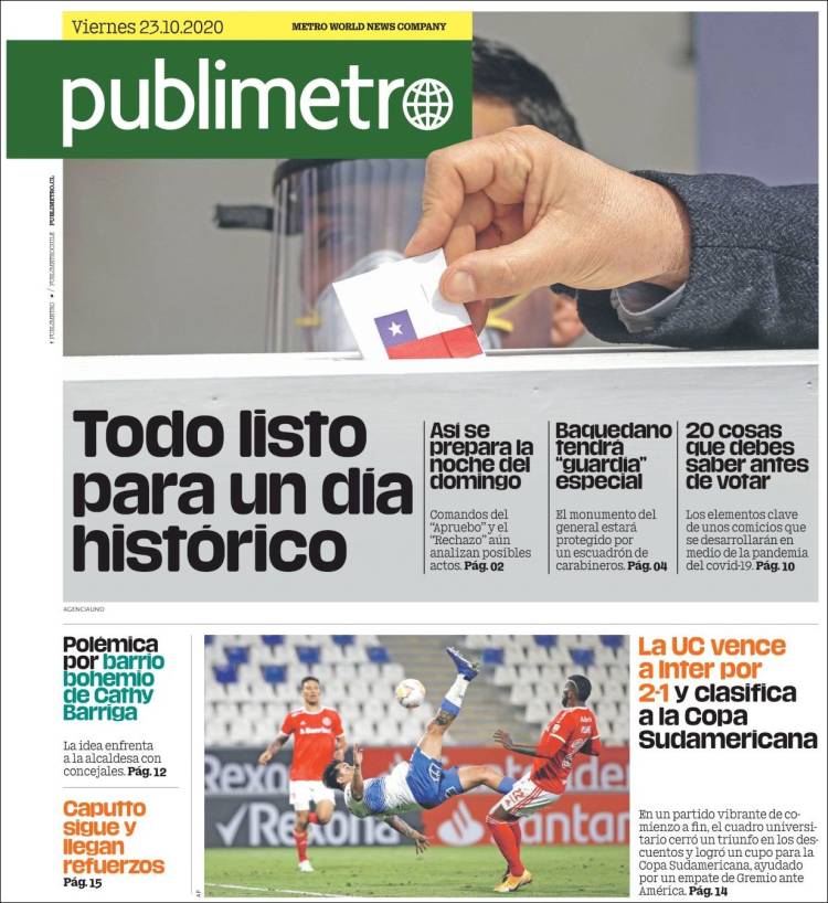 Portada de Publimetro (Chile)