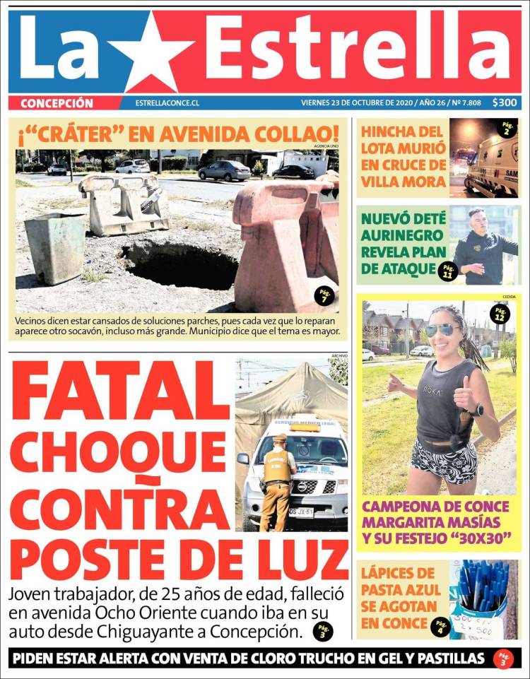 Portada de La Estrella de Concepción (Chile)