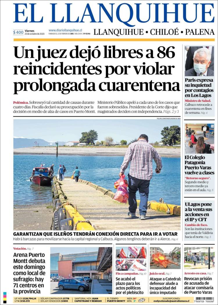 Portada de El Llanquihue (Chile)