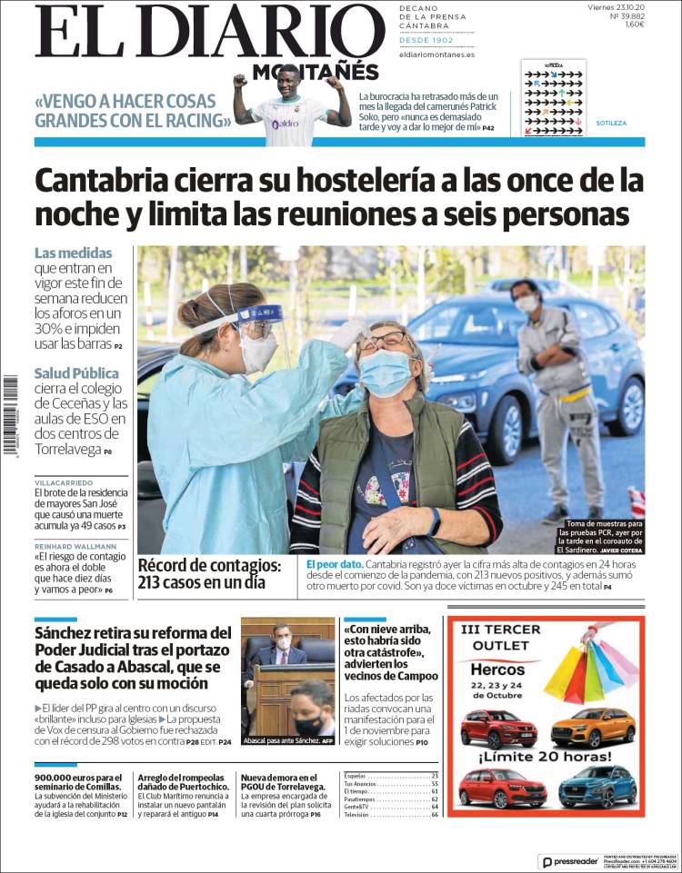 Portada de El Diario Montañés (Espa&ntilde;a)