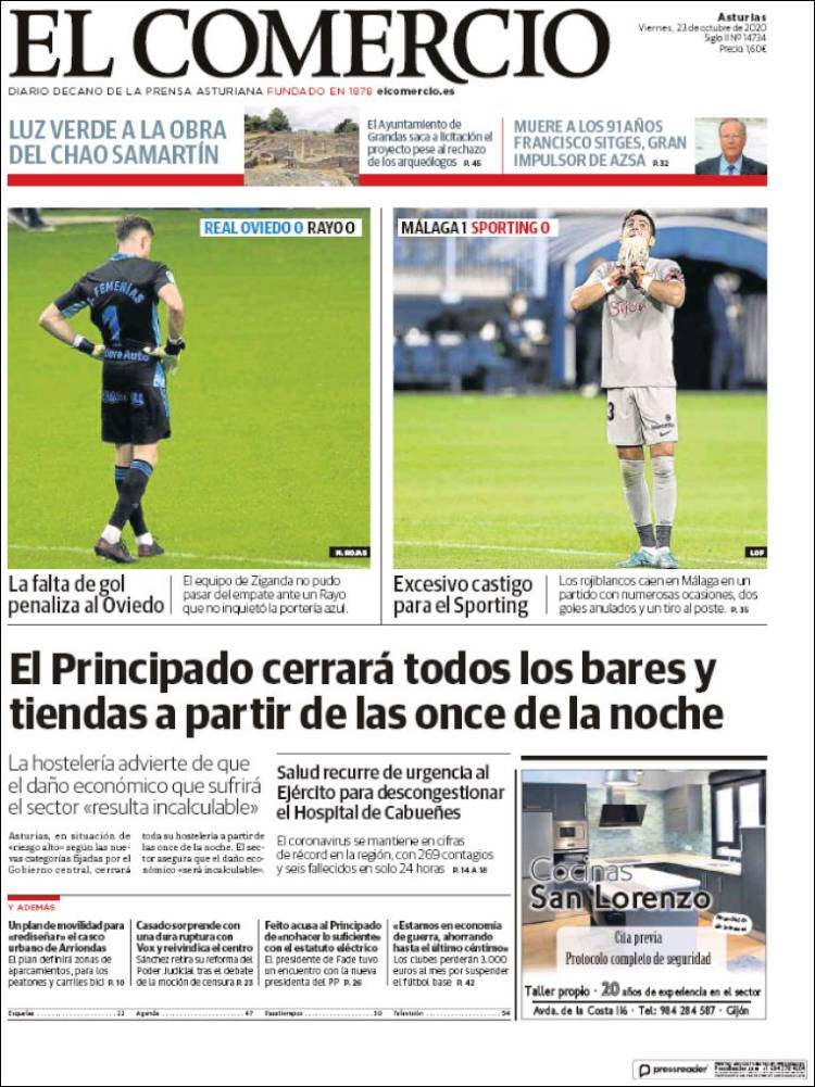 Portada de El Comercio (Espa&ntilde;a)
