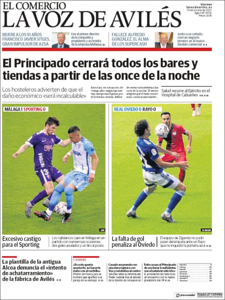 Portada de El Comercio - Avilés (Espa&ntilde;a)