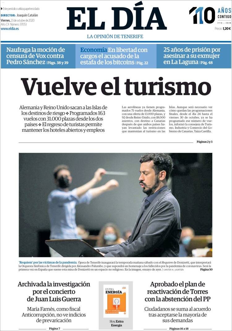 Portada de El Día (Espa&ntilde;a)