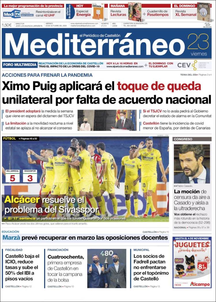 Portada de El Periódico Mediterraneo (Espa&ntilde;a)