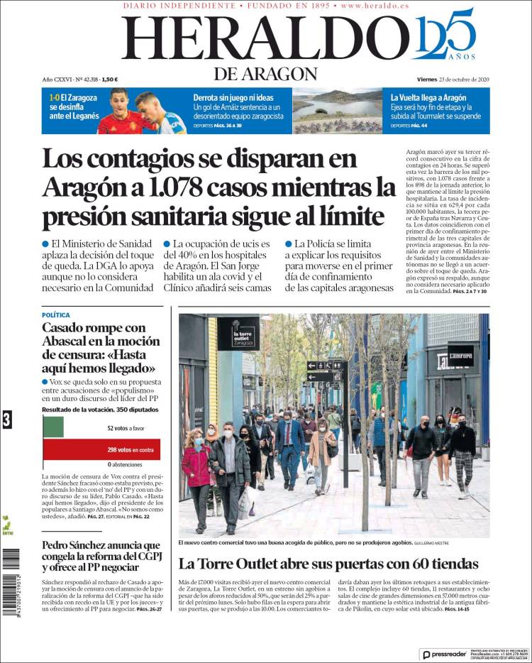 Portada de Heraldo de Aragón (Espa&ntilde;a)