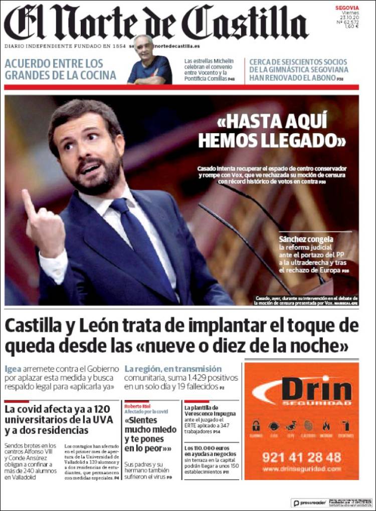 Portada de Norte de Castilla - Segovia (Espa&ntilde;a)