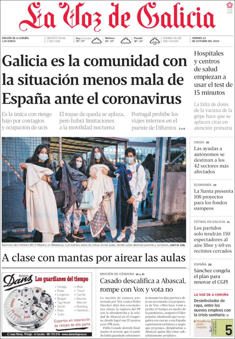 Portada de La Voz de Galicia (Espa&ntilde;a)