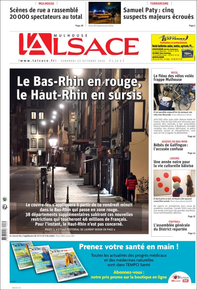 Portada de Journal L'Alsace (Francia)