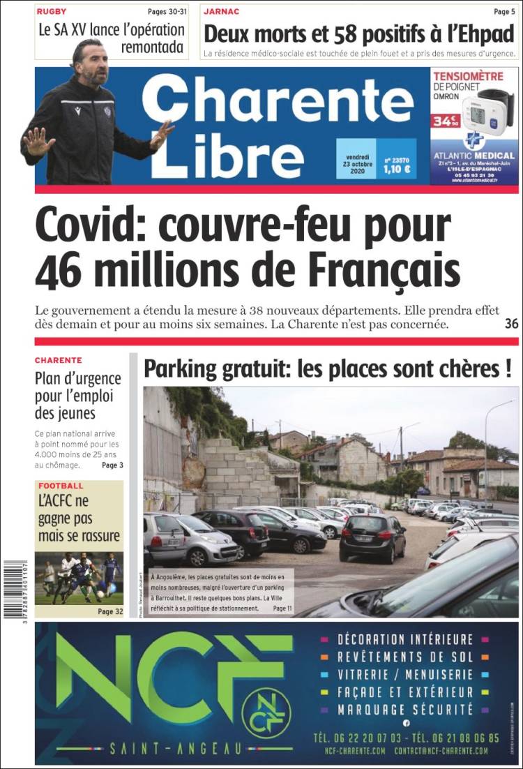 Portada de Charente Libre (Francia)