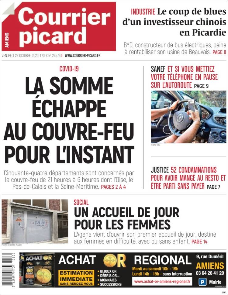 Portada de Courrier Picard (Francia)