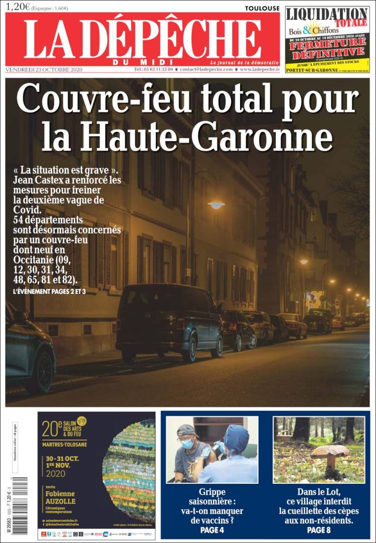 Portada de La Dépêche du Midi (Francia)