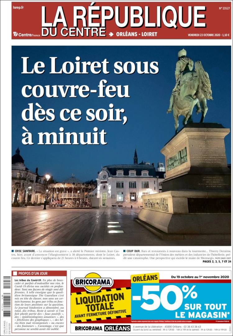 Portada de La République du Centre (Francia)