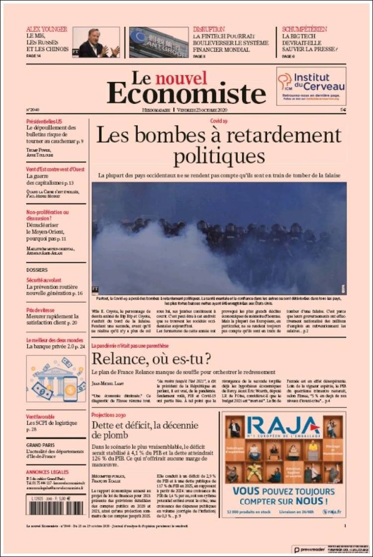 Portada de Le nouvel Economiste (Francia)