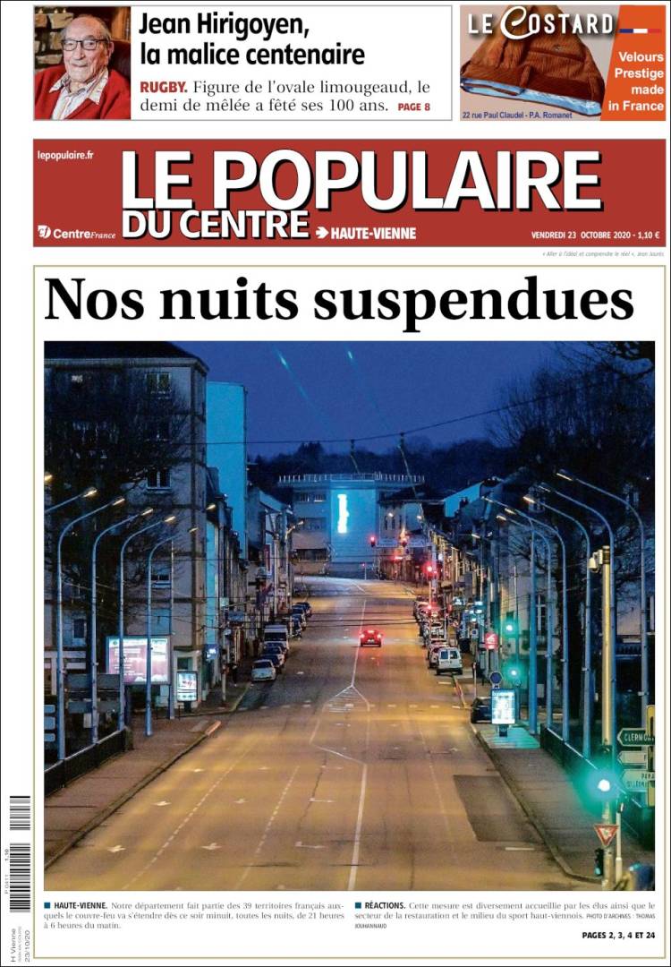 Portada de Le Populaire du Centre (Francia)