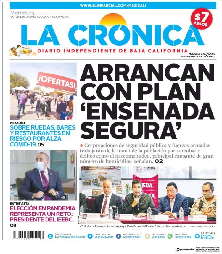 Portada de La Crónica de Baja California (M&eacute;xico)