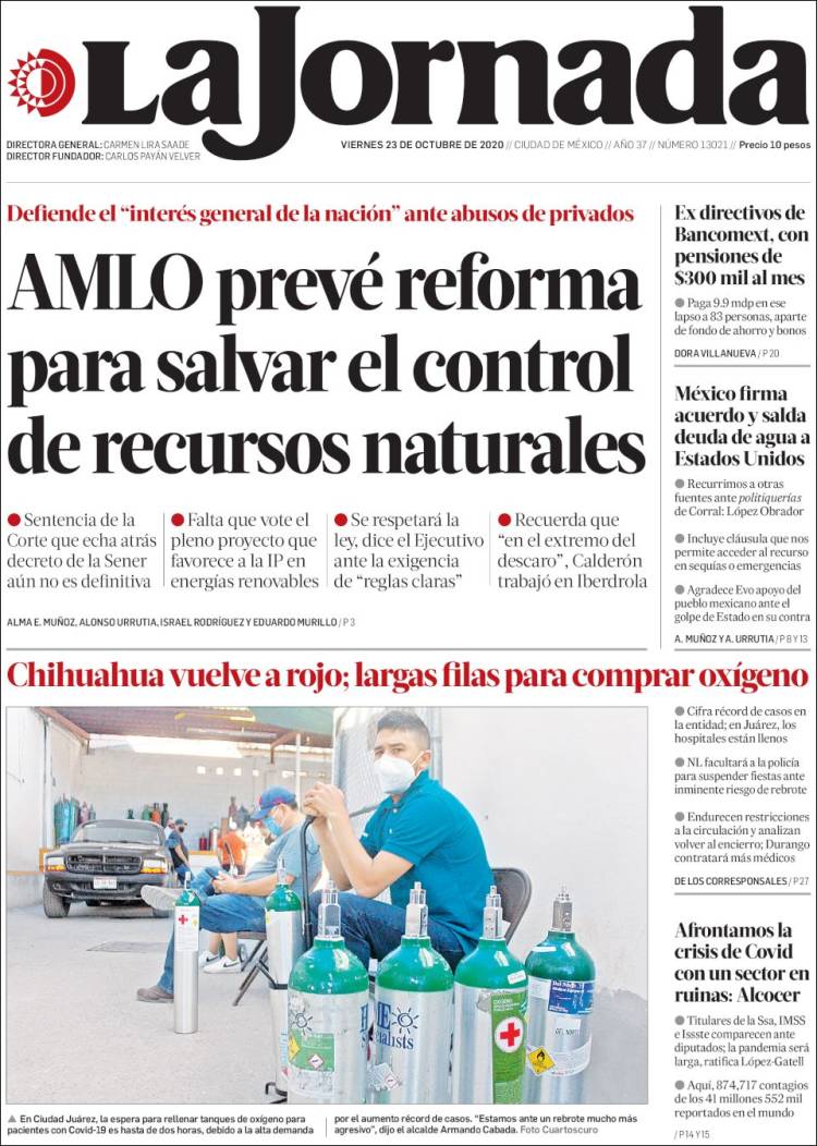 Portada de La Jornada (M&eacute;xico)