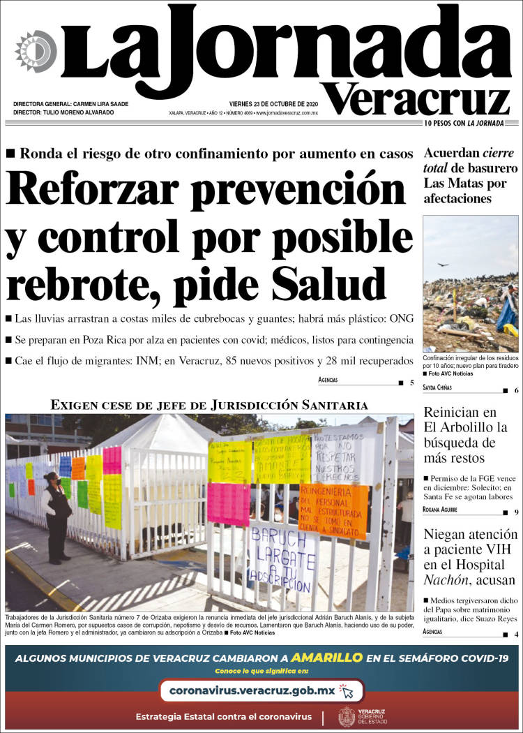Portada de La Jornada Veracruz (M&eacute;xico)