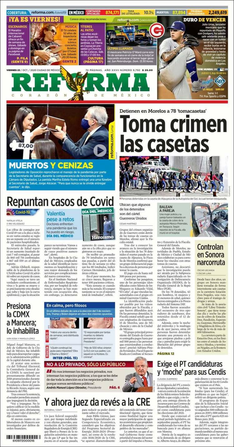 Portada de Reforma (M&eacute;xico)