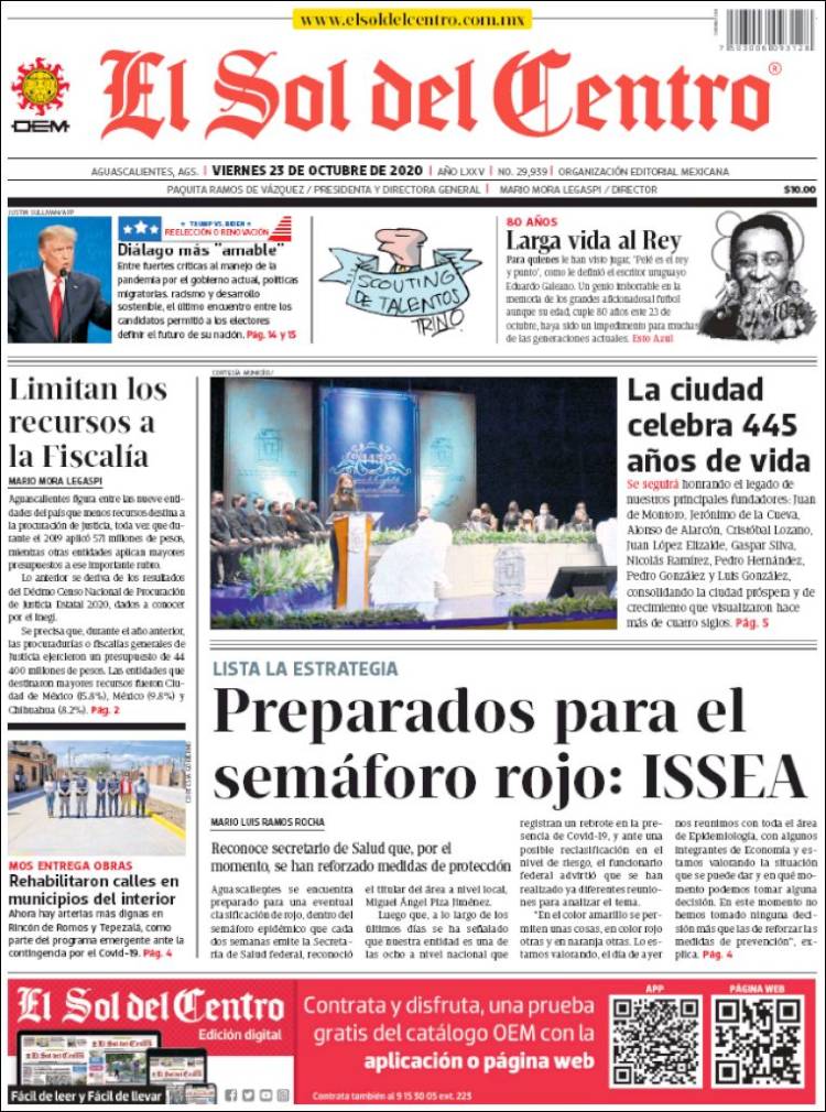 Portada de El Sol del Centro (M&eacute;xico)