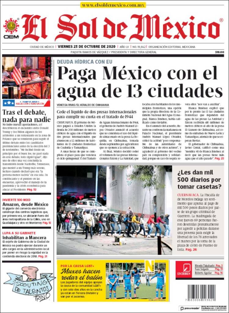 Portada de El Sol de México (M&eacute;xico)