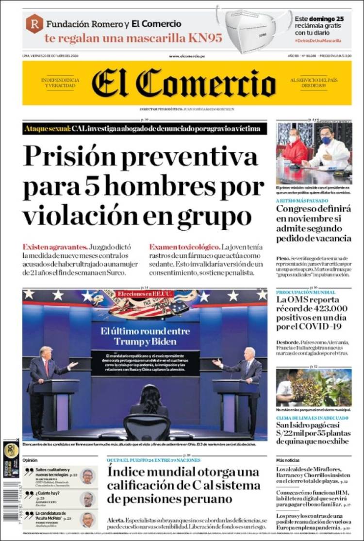 Portada de El Comercio (P&eacute;rou)